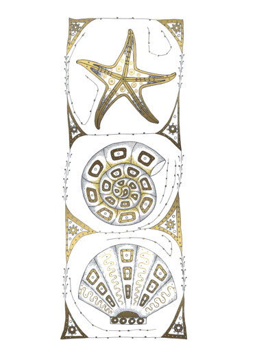 数字艺术 标题为“SHELLS AND STARFISH” 由Gaia Makh, 原创艺术品, 数字油画