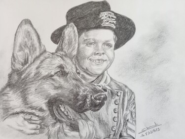 Illustration de la série Rintintin réalisé aux crayons 제목이 "Illustration de la…"인 그림 Gilles Staub (LeCrayonAgile)로, 원작, 연필