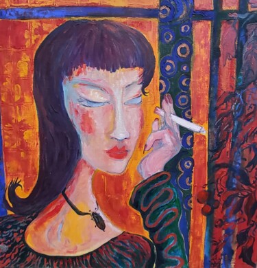 Peinture intitulée "LÉONNE" par Isabelle Brisset, Œuvre d'art originale, Huile Monté sur Châssis en bois