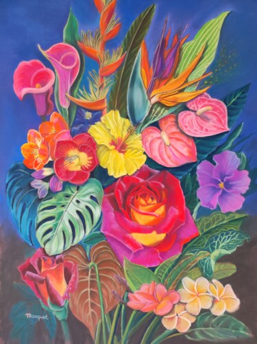 Dibujo titulada "Flamboyance" por Claudine Marquet, Obra de arte original, Pastel