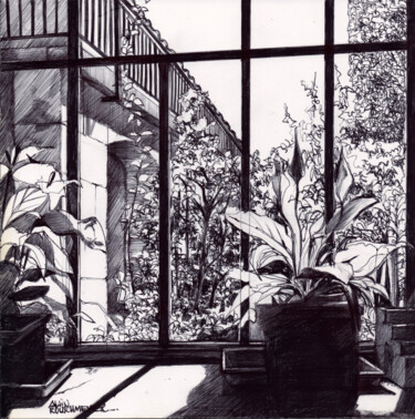 LA SERRE - Le croquis Disegno intitolato "LA SERRE - Le croqu…" da Alain Rouschmeyer, Opera d'arte originale, Biro