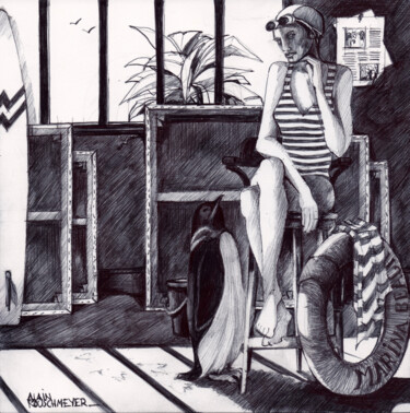 REVES D'EAU - Le croquis Dessin intitulée "REVES D'EAU - Le cr…" par Alain Rouschmeyer, Œuvre d'art originale, Stylo à bille