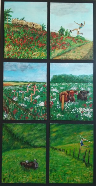 "Athlètes dans les p…" başlıklı Tablo Guy Bonnet tarafından, Orijinal sanat, Akrilik Ahşap panel üzerine monte edilmiş