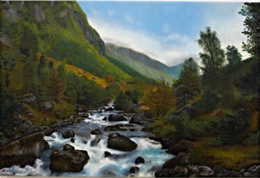 paintings on canvas, hand painted painting, rushing mountain 绘画 标题为“paintings on canvas…” 由Marija Banha Art, 原创艺术品, 油
