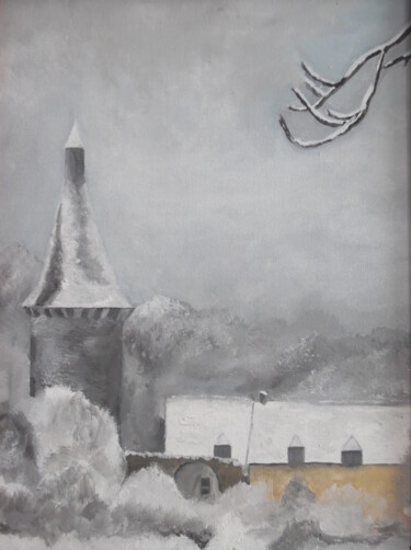 Schilderij getiteld "La petite crosette…" door Alain Coulon, Origineel Kunstwerk, Olie Gemonteerd op Frame voor houten branc…