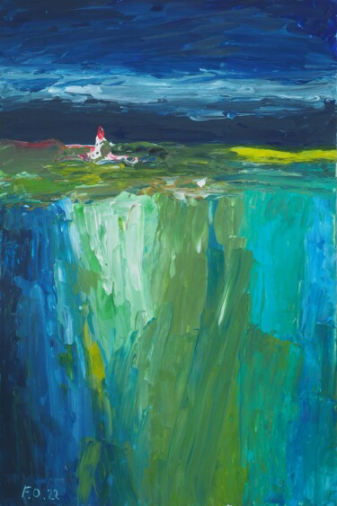 Malerei mit dem Titel "Abstrakte Landschaft" von Friedemann Ohms, Original-Kunstwerk, Acryl