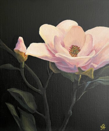 MAGNOLIA BLOSSOM - small painting, home decor, original gift 제목이 "MAGNOLIA BLOSSOM -…"인 미술작품 Alona Vakhmistrova로, 원작, 기름