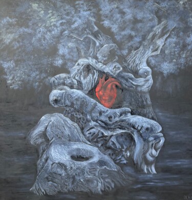 Schilderij getiteld "Mi amor" door Olha Chumak, Origineel Kunstwerk, Olie Gemonteerd op Frame voor houten brancard
