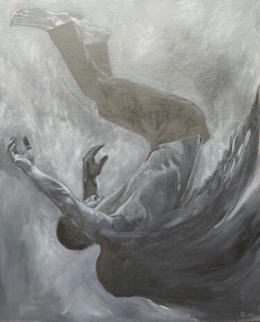 La caida Pittura intitolato "La caida" da Olha Chumak, Opera d'arte originale, Olio