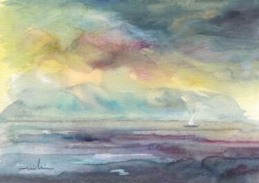 Painting titled "Dawn 54" by Miki De Goodaboom, Original Artwork, Watercolor