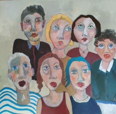 Peinture intitulée "Famille MARTIN" par Martine Flory, Œuvre d'art originale, Acrylique