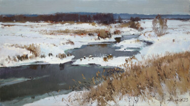 Февраль Peinture intitulée "Февраль" par Andrei Zhilov, Œuvre d'art originale, Huile Monté sur Châssis en bois