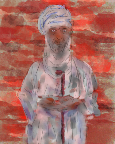 Digital Arts titled "uomo del deserto" by Matteo Gilardi, Original Artwork, Digital Painting