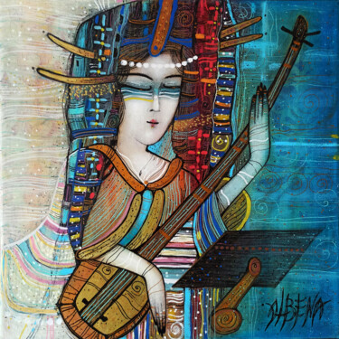 Peinture intitulée "Quand le jour laiss…" par Albena Vatcheva, Œuvre d'art originale, Huile Monté sur Châssis en bois