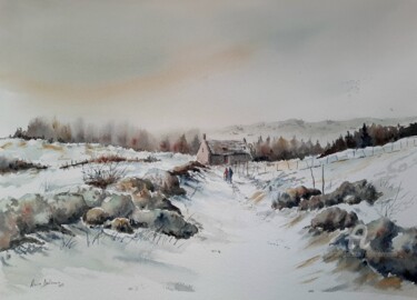 Peinture intitulée "PLATEAU ARDECHOIS L…" par Alain Devienne, Œuvre d'art originale, Aquarelle