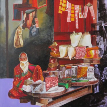 Painting titled "Hope and struggle a…" by Mona Dalal, Original Artwork, Oil