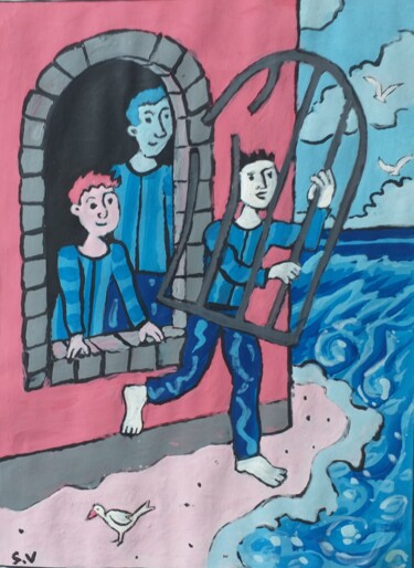 Peinture intitulée "Libération" par Serge Voulouzan, Œuvre d'art originale, Acrylique