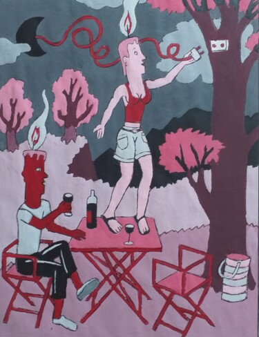 Painting titled "Retrouvailles" by Serge Voulouzan, Original Artwork, Acrylic