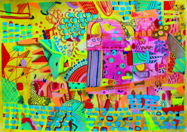 483. Visual pleasure. Magic town. Painting titled "483. Visual pleasur…" by Veera Zukova, Original Artwork, Acrylic