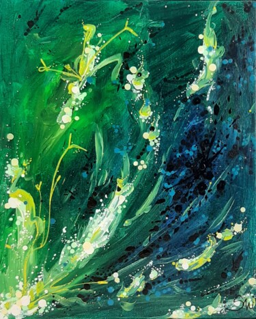 Pintura titulada "Immersion Végétale" por Nadine Stoeltzlen, Obra de arte original, Acrílico Montado en Bastidor de camilla…