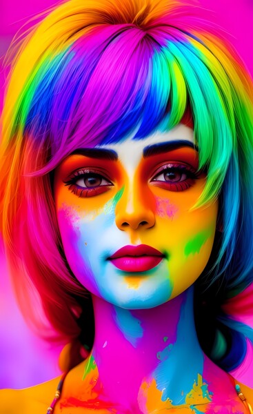Digital Arts titled "HAPPY HOLI GIRL" by Mahesh Tolani, Original Artwork, Digital Painting