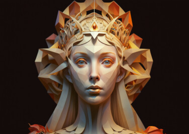 Arts numériques intitulée "LA REINE BLANCHE" par Cathy Massoulle (SUNY), Œuvre d'art originale, Image générée par l'IA