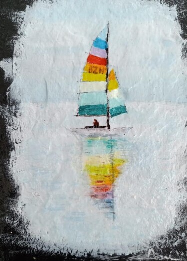 Peinture intitulée "Voiles multicolores" par Alain Favé, Œuvre d'art originale, Acrylique