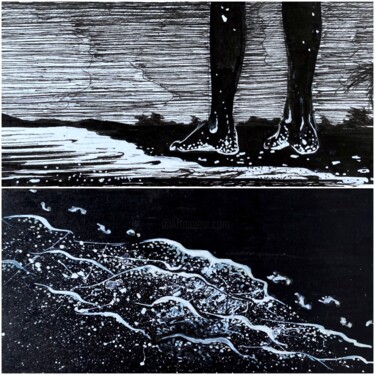 Set of two "Glowing sea" 图画 标题为“Set of two "Glowing…” 由Anastasiia Potelova, 原创艺术品, 墨