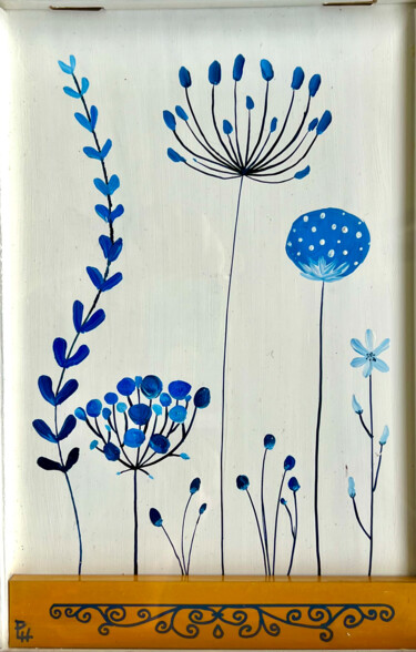 Les fleurs bleues (Electropicturalisme) Peinture intitulée "Les fleurs bleues (…" par Patrice Le Houedec, Œuvre d'art originale, Huile