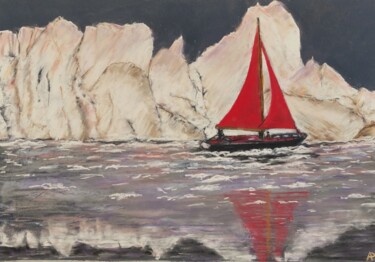 图画 标题为“Les voiles rouges.” 由Philippe Allier, 原创艺术品, 粉彩