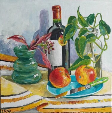 绘画 标题为“bouteille de vin av…” 由Layal Mohamad, 原创艺术品, 丙烯