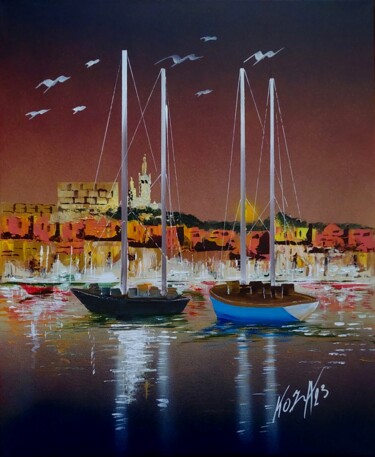 Marseille en lumière Peinture intitulée "Marseille en lumière" par Pascal Koza, Œuvre d'art originale, Acrylique Monté sur Châssis en bois