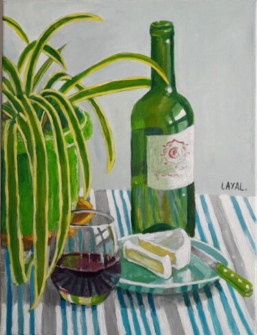 绘画 标题为“bouteille de vin av…” 由Layal Mohamad, 原创艺术品, 丙烯
