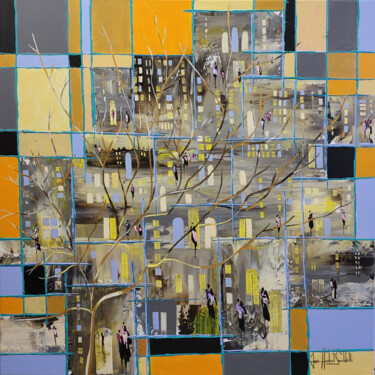 绘画 标题为“STREET VIEW” 由Jean-Humbert Savoldelli, 原创艺术品, 丙烯 安装在木质担架架上