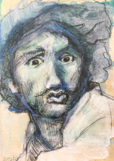 Drawing titled "Portrait frei nach…" by Sandra Ludwig, Original Artwork, Ink