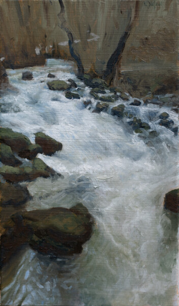 Painting titled "Le Dessoubre" by Nicolas Duffaud, Original Artwork, Oil Mounted on Wood Stretcher frame