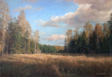 Painting titled "Autumn forest befor…" by Anatoliy Nozdrin, Original Artwork, Oil