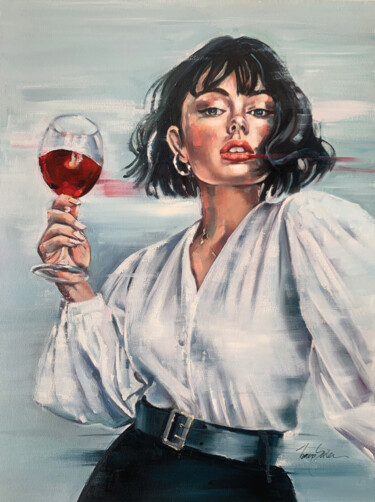 Peinture intitulée "VivaLaVino" par Tonya Seiler, Œuvre d'art originale, Huile Monté sur Châssis en bois