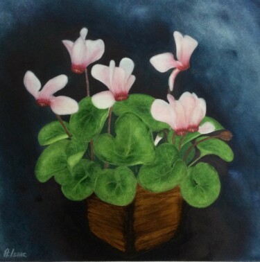 Pintura titulada "Cyclamen" por Anna Isaac, Obra de arte original, Pastel Montado en Cartulina