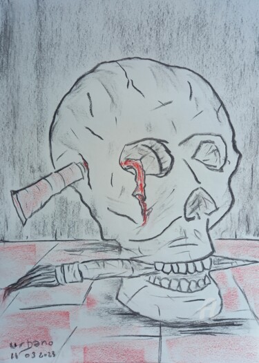 Drawing titled "Autoportrait de l'…" by Roberto Urbano, Original Artwork, Charcoal