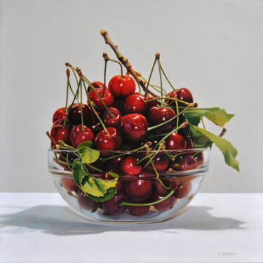 Painting titled "Still Life With Che…" by Valeri Tsvetkov, Original Artwork, Oil Mounted on Wood Stretcher frame