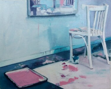 Painting titled "La espera II" by Mariana Molinari, Original Artwork, Oil Mounted on Wood Stretcher frame