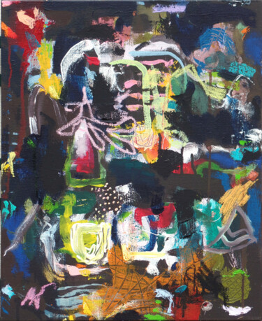 Painting titled "Les offrandes" by Gilles Glaçon, Original Artwork, Acrylic Mounted on Wood Stretcher frame