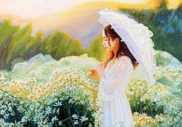Painting titled "The heat of the fie…" by Mantas Naulickas, Original Artwork, Oil