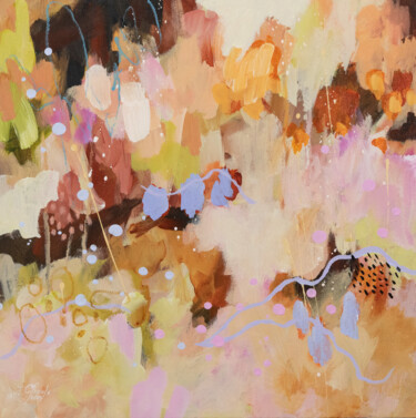 Painting titled "Désert de fleurs" by Chantal Proulx, Original Artwork, Acrylic Mounted on Wood Stretcher frame