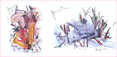 excellent mushrooms grow next to the windbreak 数字艺术 标题为“excellent mushrooms…” 由Дима Dima Вильмс Wilms (Рок-Живописец Rock-Painter), 原创艺术品, 水彩