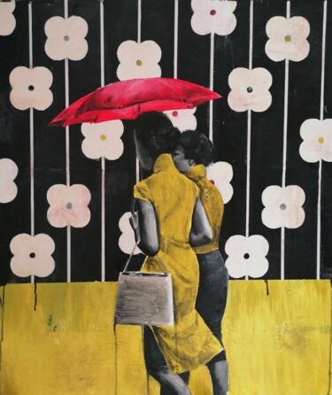 Pittura intitolato "L'OMBRELLO ROSSO" da Chiara Napolitano, Opera d'arte originale, Acrilico