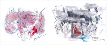 a glass smokes like a steam locomotive next to a rose bush 数字艺术 标题为“a glass smokes like…” 由Дима Dima Вильмс Wilms (Рок-Живописец Rock-Painter), 原创艺术品, 水彩