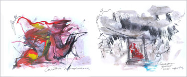 the glass smokes like a locomotive - the soldier took aim 数字艺术 标题为“the glass smokes li…” 由Дима Dima Вильмс Wilms (Рок-Живописец Rock-Painter), 原创艺术品, 水彩