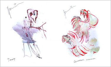 family happiness and - for the sake of art - a lonely dancer 「family happiness an…」というタイトルのデジタルアーツ Дима Dima Вильмс Wilms (Рок-Живописец Rock-Painter)によって, オリジナルのアートワーク, 水彩画